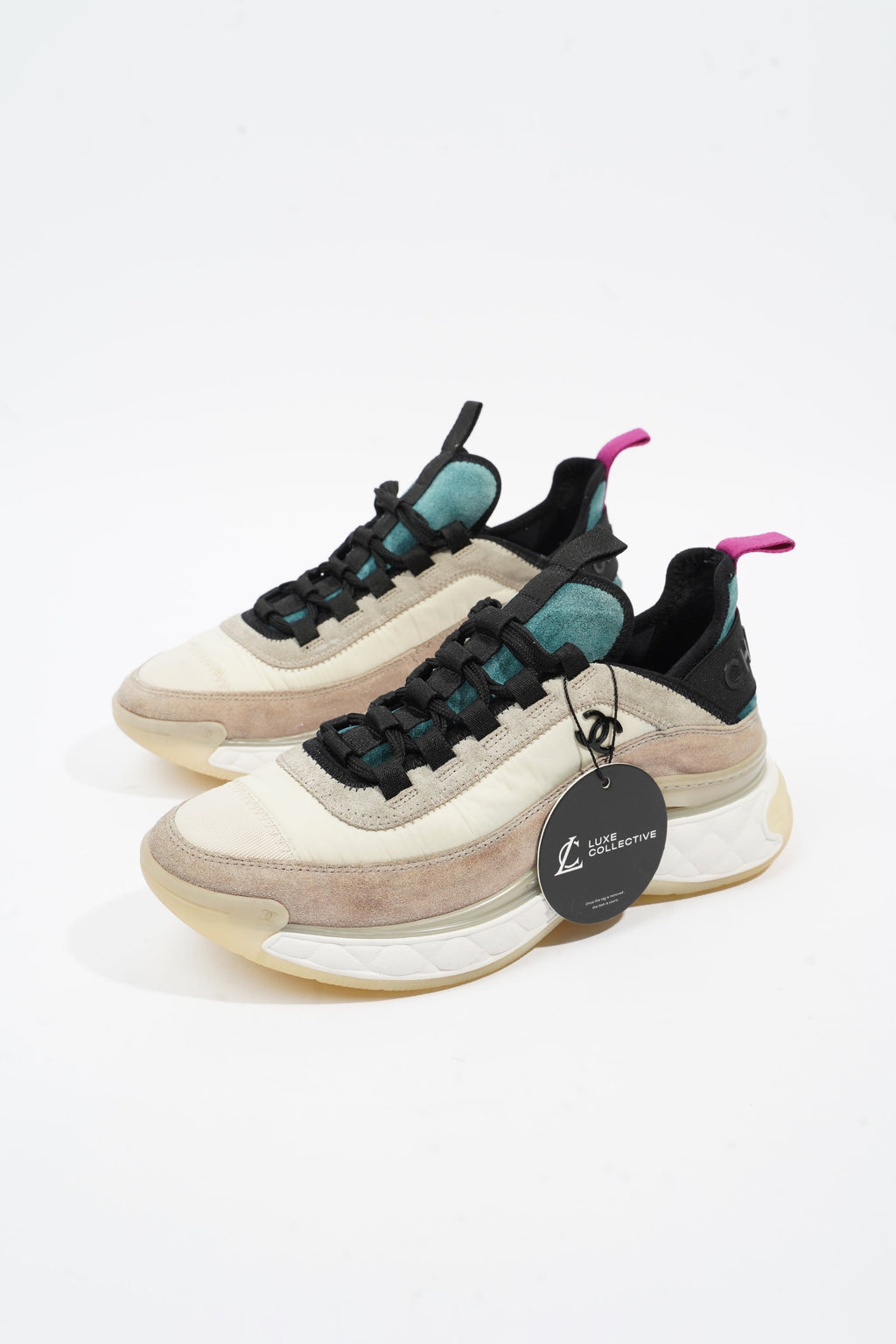 Chanel CC Logo Sneaker White / Beige Suede EU 37 UK 4
