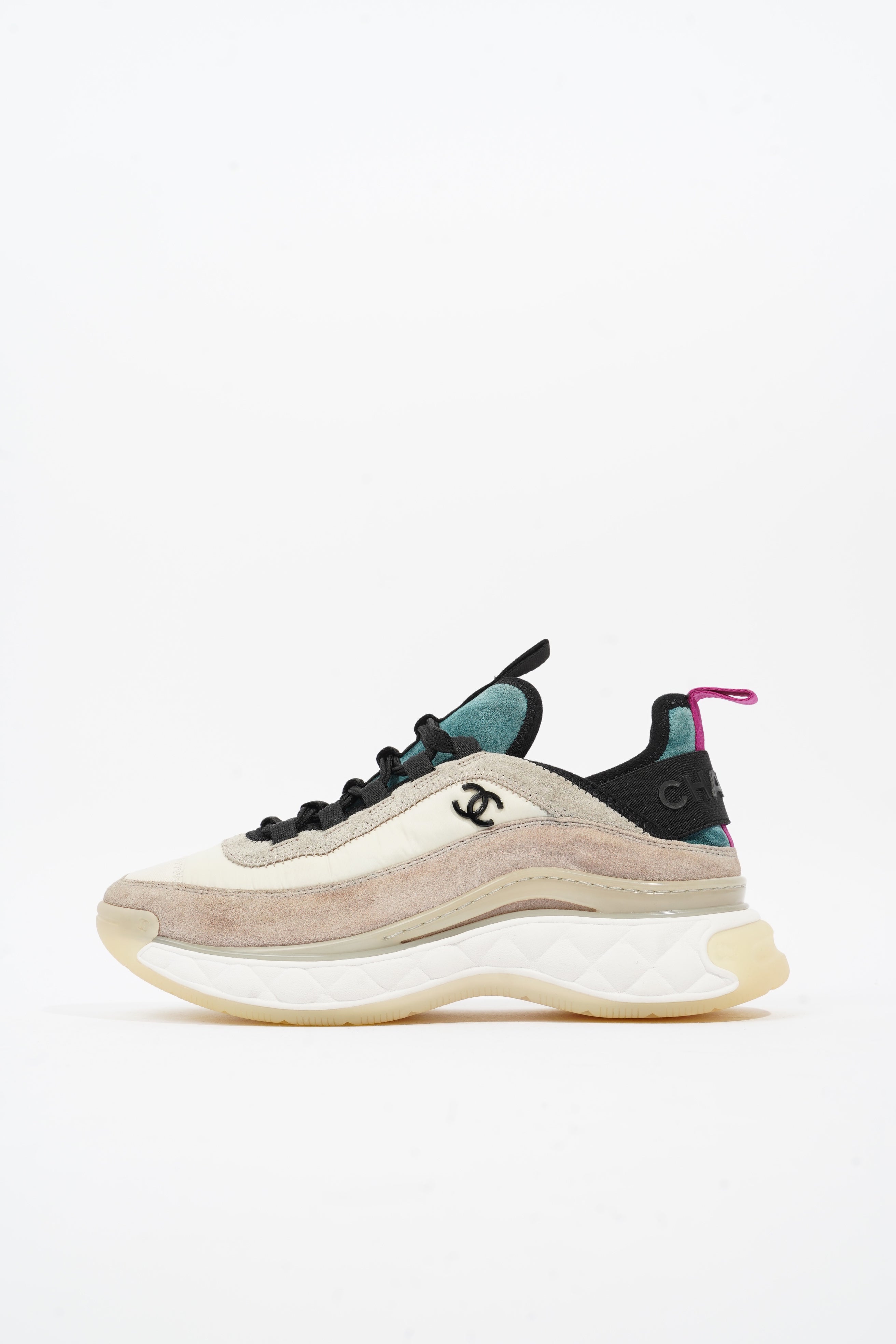 Chanel CC Logo Sneaker White / Beige Suede EU 37 UK 4