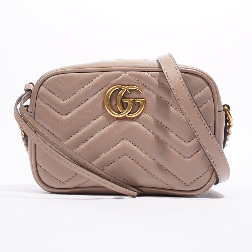 Gucci GG Marmont Dusty Pink Matelasse Leather Mini