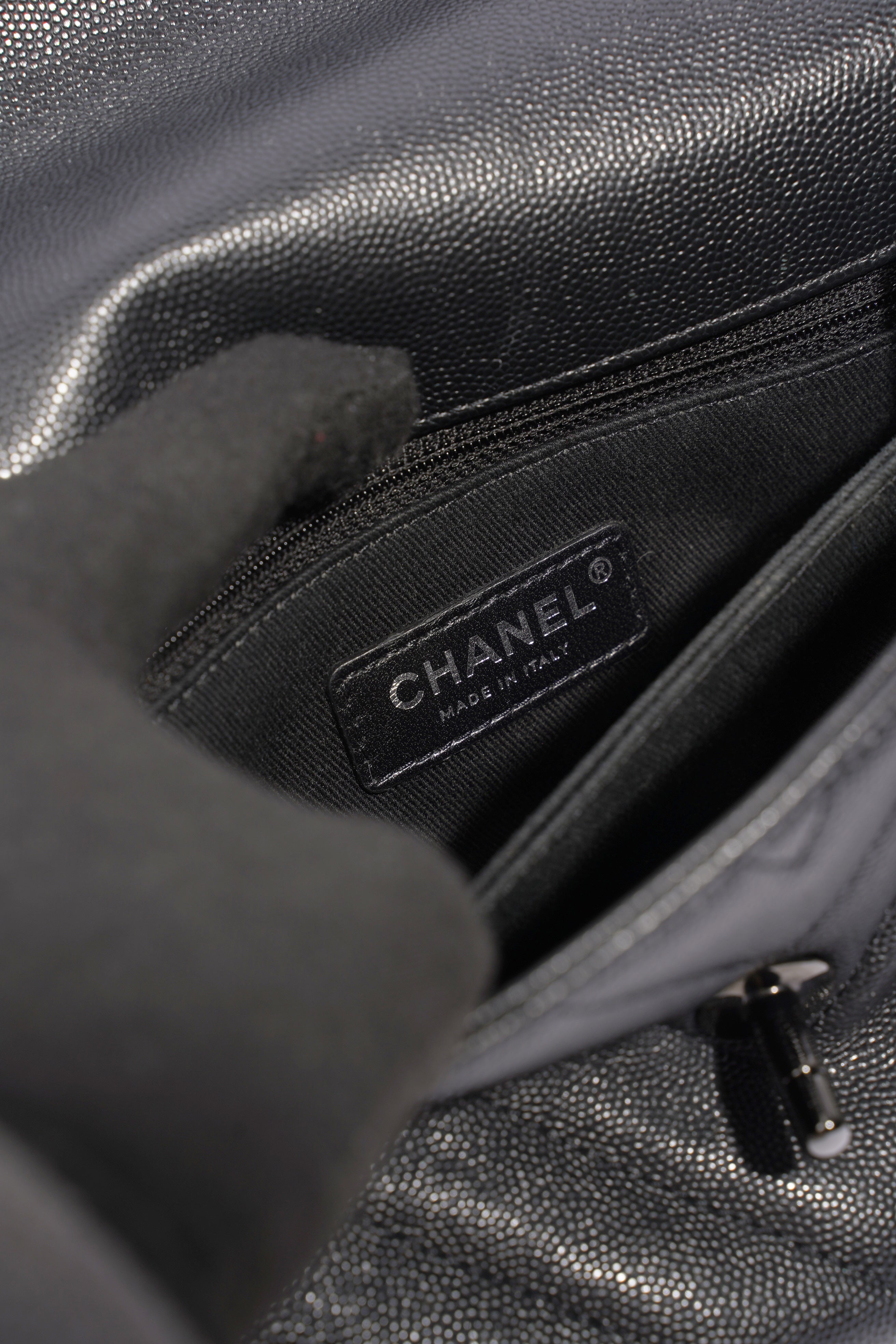 Chanel Chevron Coco Top Handle Flap Black Caviar Leather Small