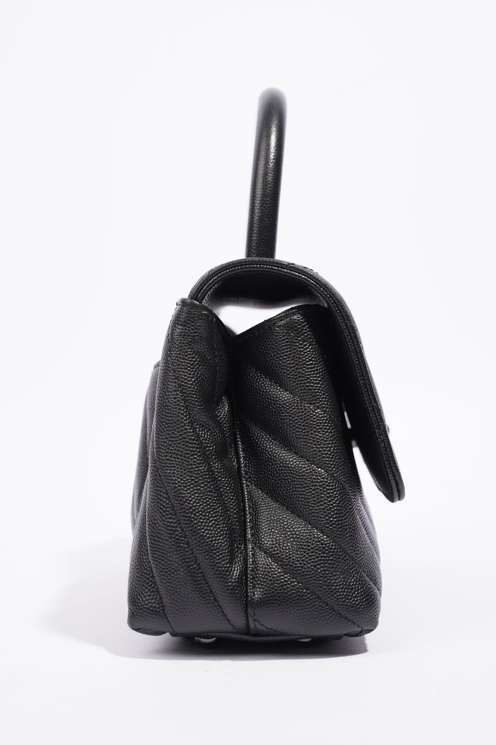 Chanel Chevron Coco Top Handle Flap Black Caviar Leather Small