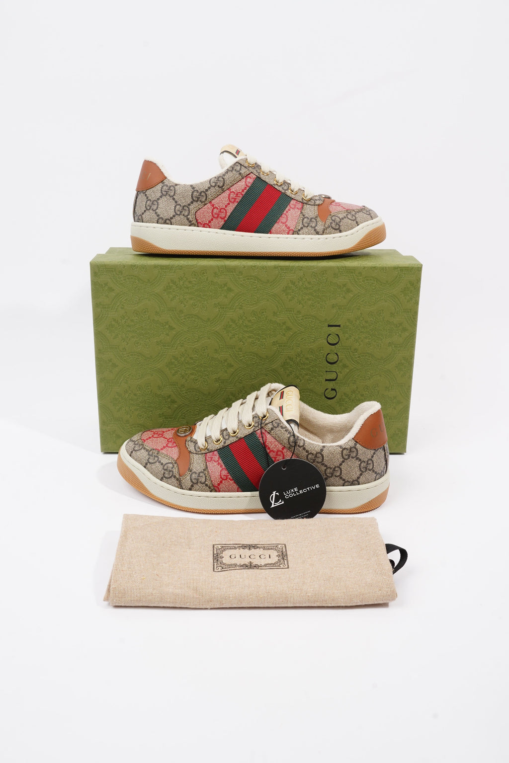 Gucci Screener Sneaker Supreme / Green / Red Canvas EU 36 UK 3