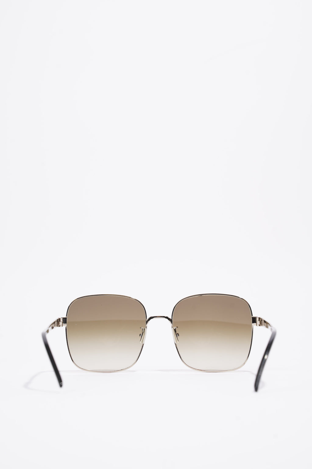 Saint Laurent Square Sunglasses Gold / Black / Brown Gradient Base Metal 60mm 19mm
