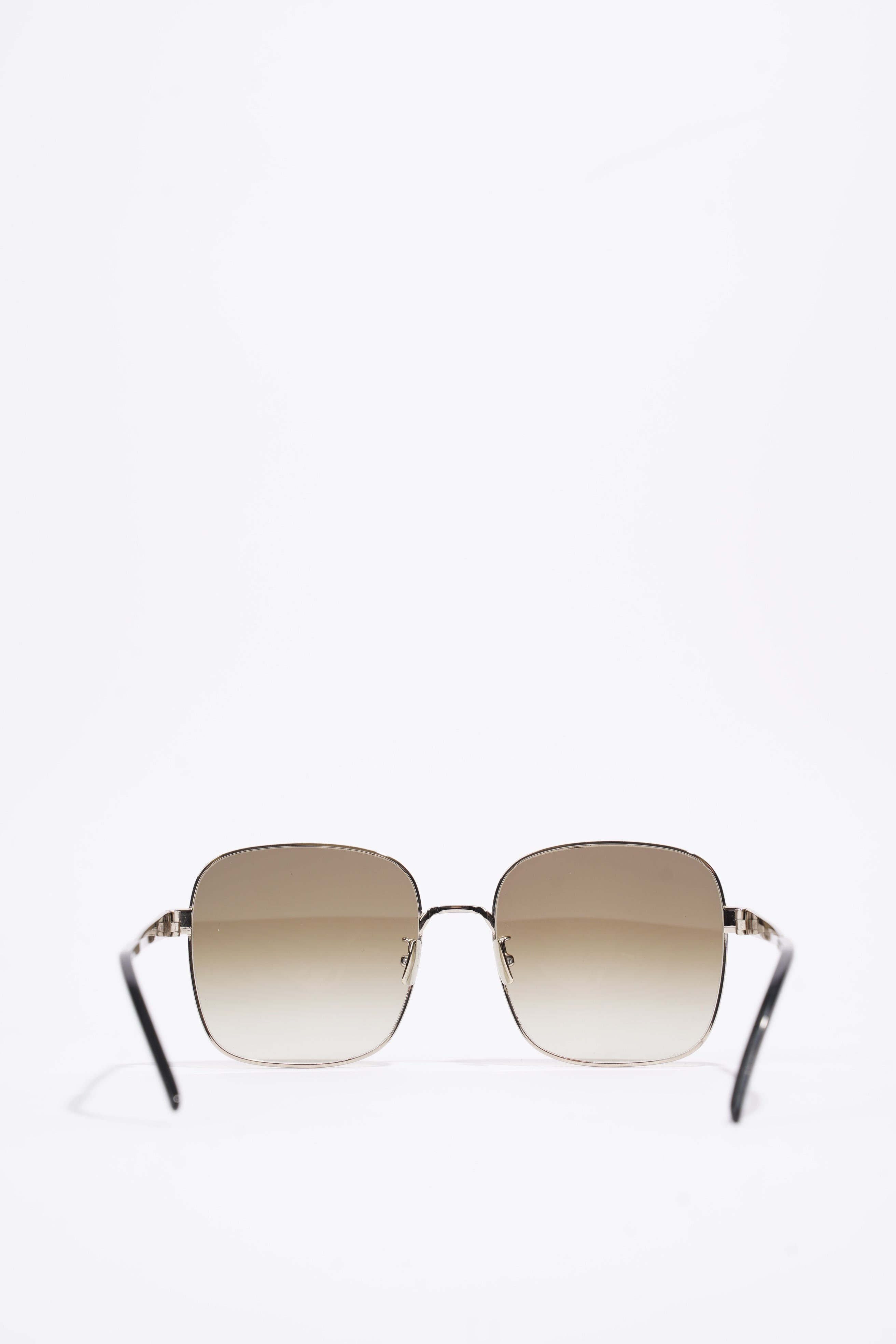 Saint Laurent Square Sunglasses Gold / Black / Brown Gradient Base Metal 60mm 19mm