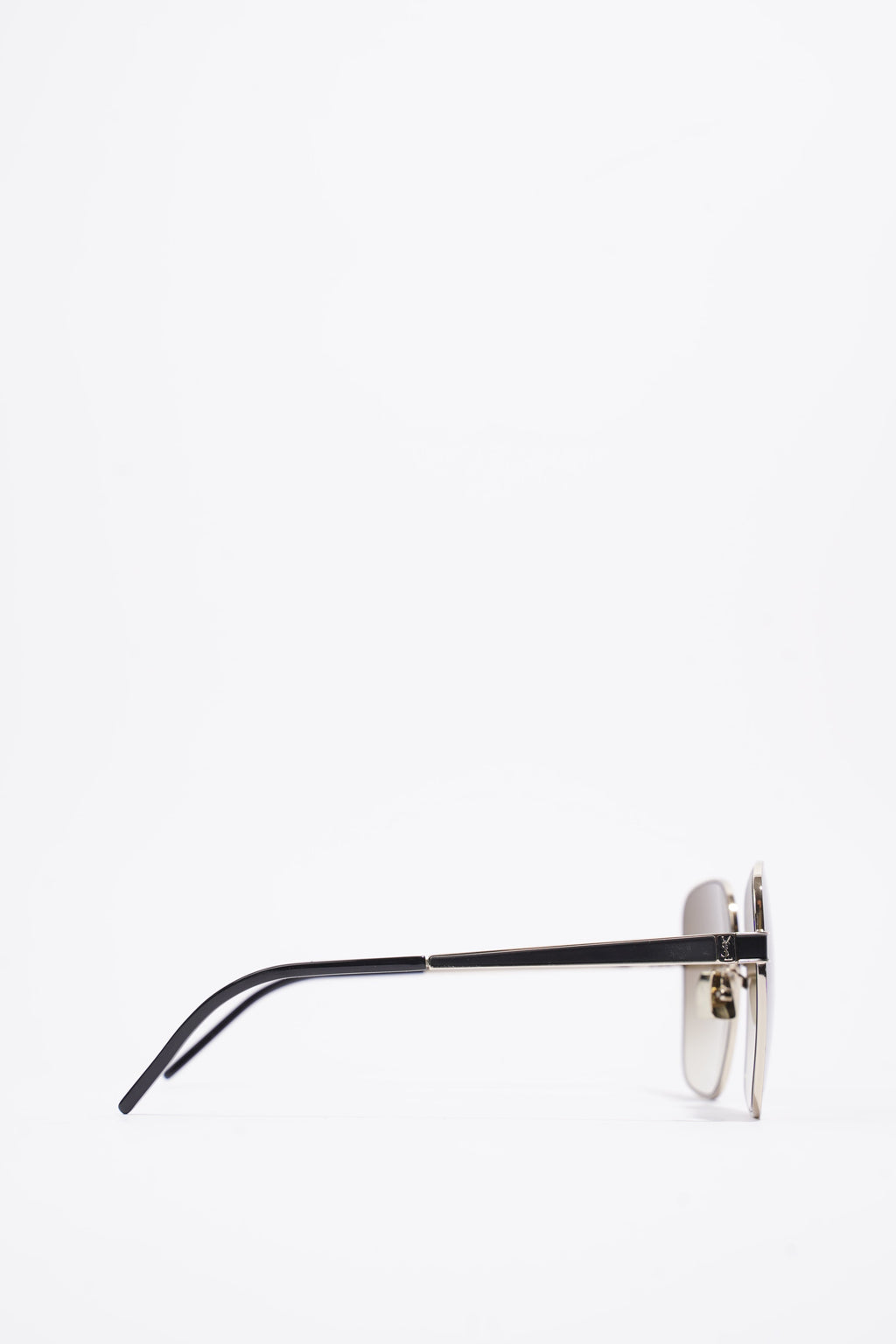 Saint Laurent Square Sunglasses Gold / Black / Brown Gradient Base Metal 60mm 19mm