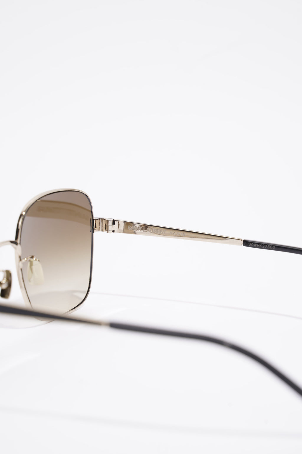 Saint Laurent Square Sunglasses Gold / Black / Brown Gradient Base Metal 60mm 19mm