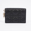 Christian Dior Lady Dior Flap Card Holder Black Lambskin Leather
