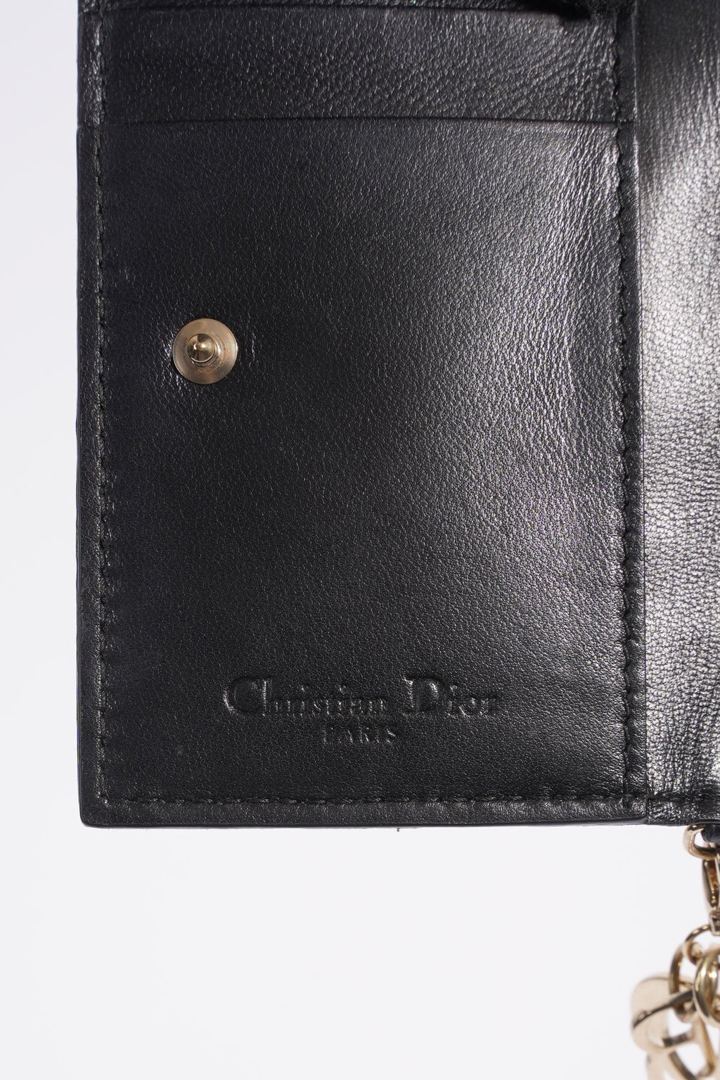 Christian Dior Lady Dior Flap Card Holder Black Lambskin Leather