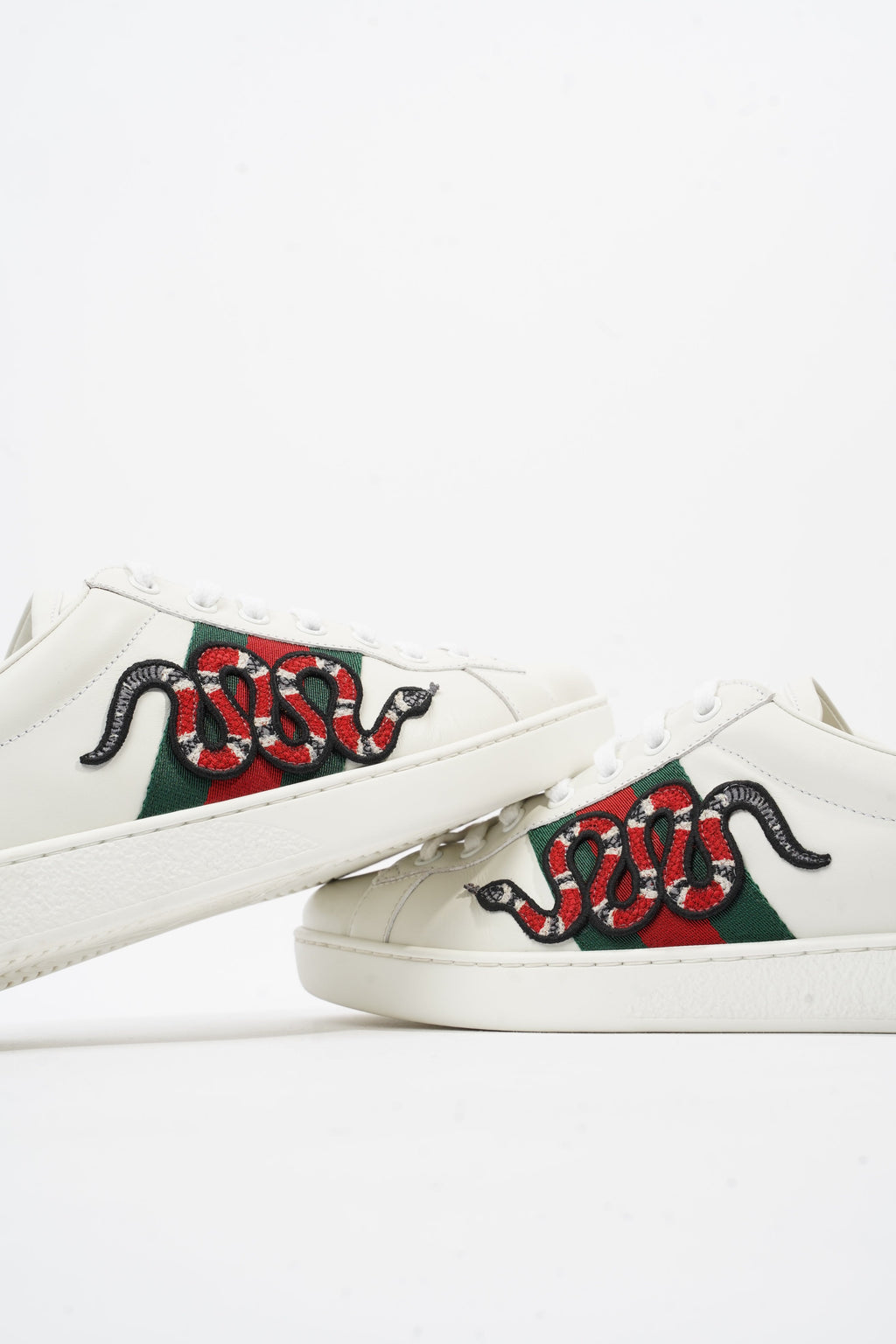 Gucci Ace Arg Snake White / Red / Green Leather EU 42.5 UK 8.5
