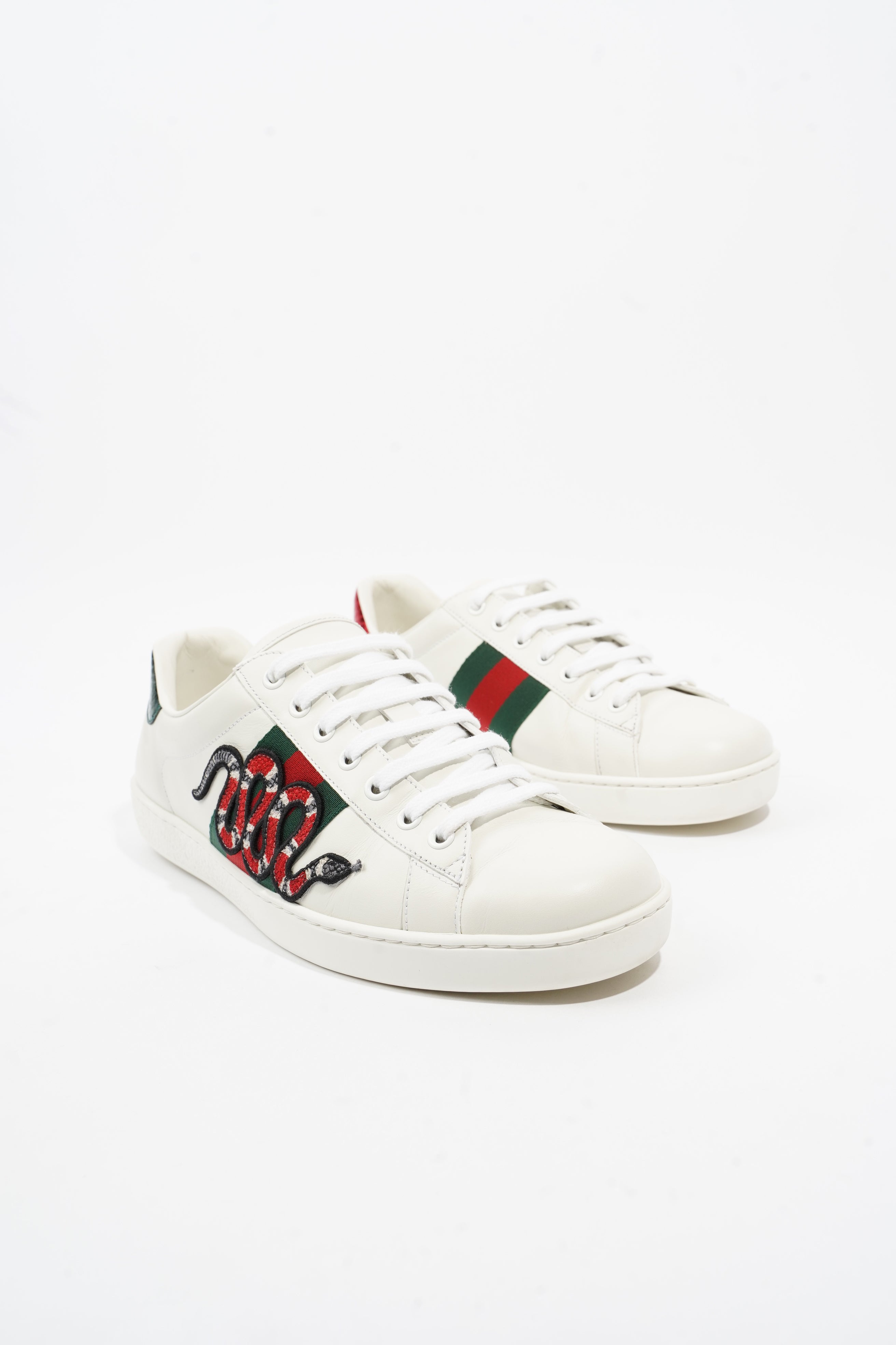 Gucci Ace Arg Snake White / Red / Green Leather EU 42.5 UK 8.5