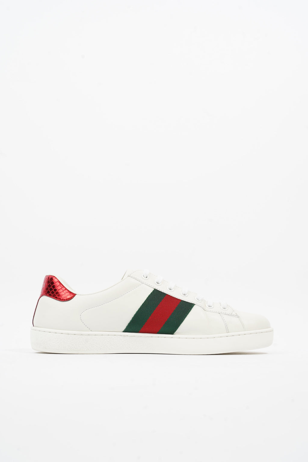Gucci Ace Arg Snake White / Red / Green Leather EU 42.5 UK 8.5