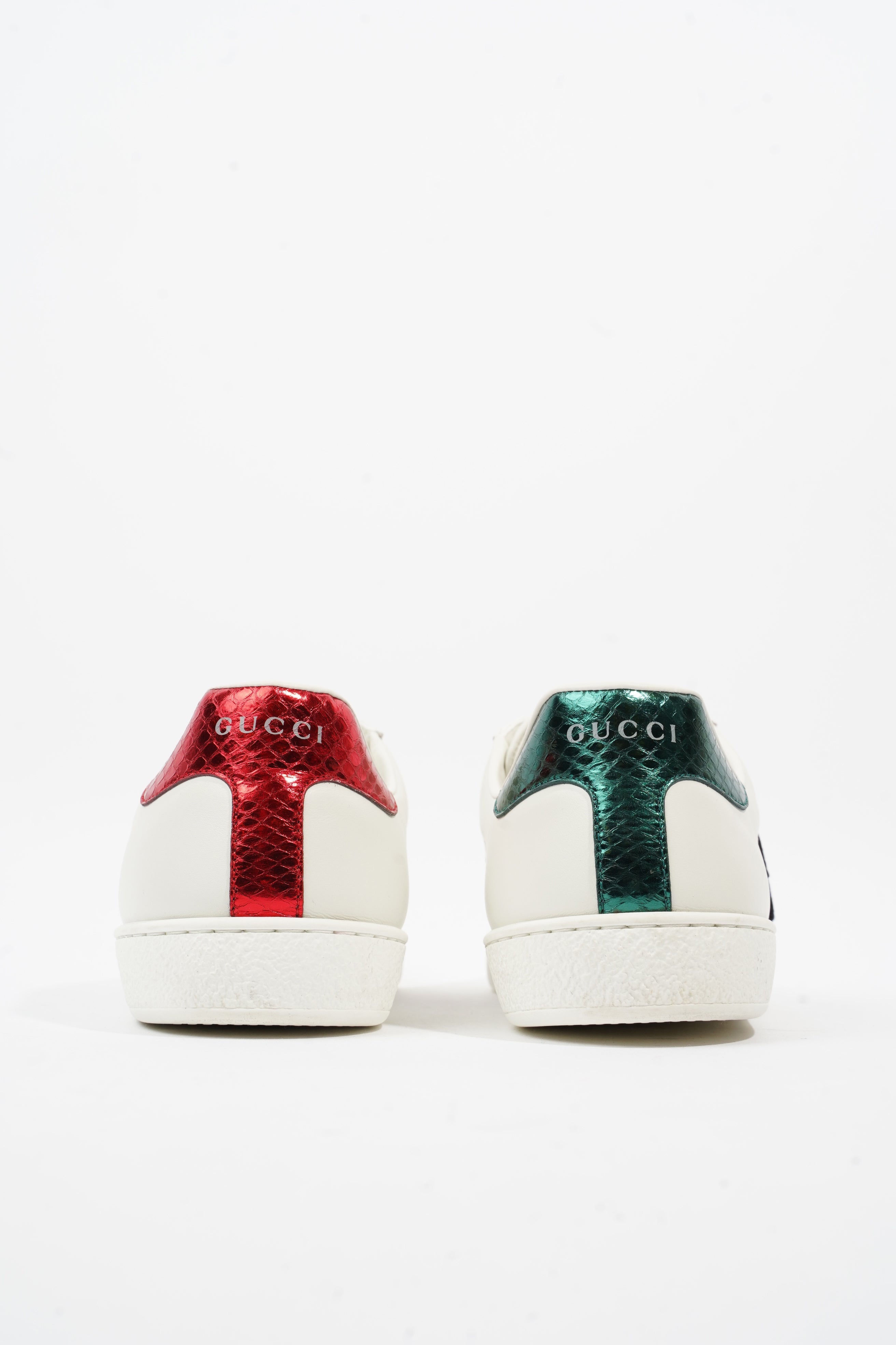 Gucci Ace Arg Snake White / Red / Green Leather EU 42.5 UK 8.5