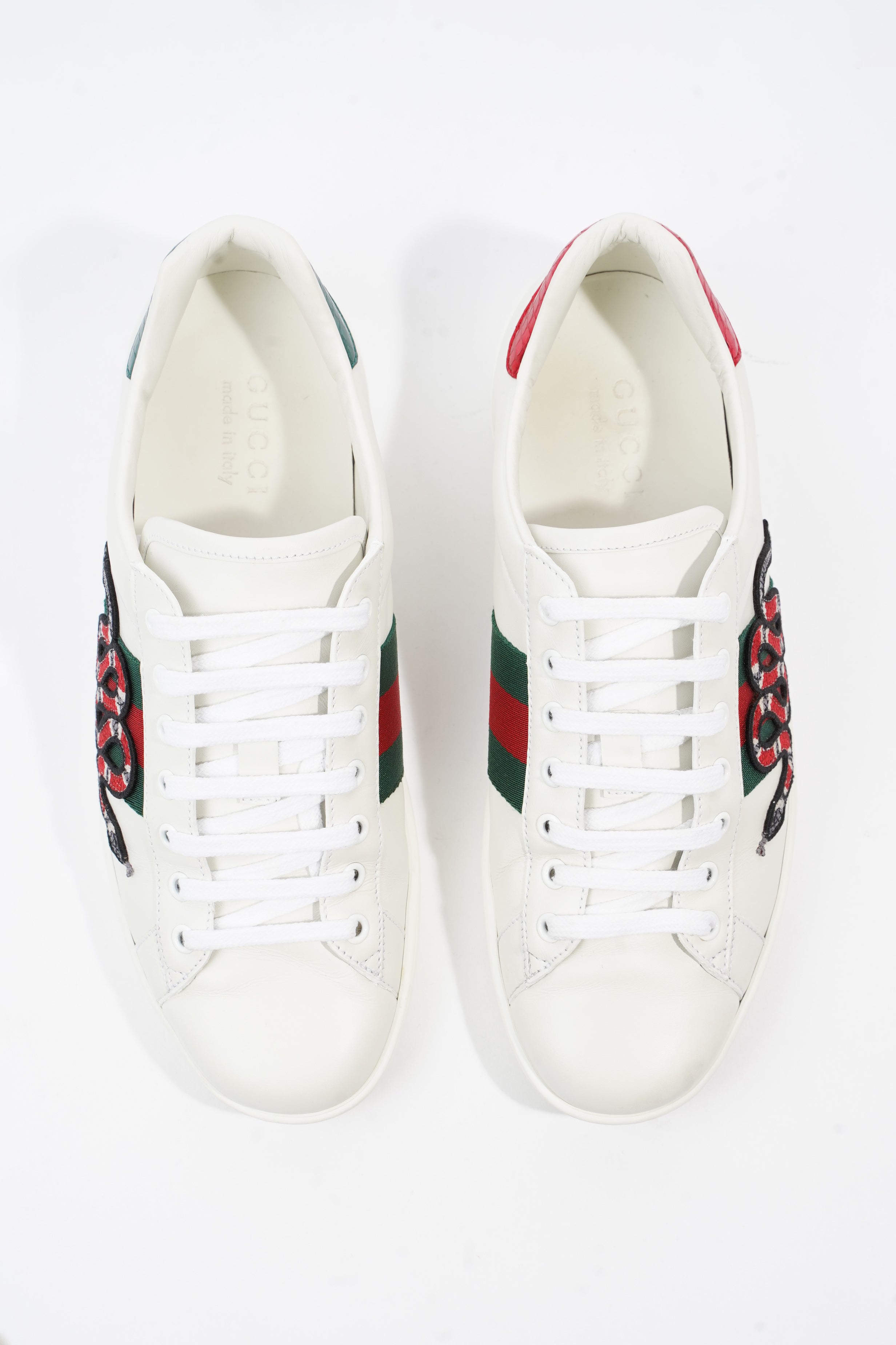 Gucci Ace Arg Snake White / Red / Green Leather EU 42.5 UK 8.5