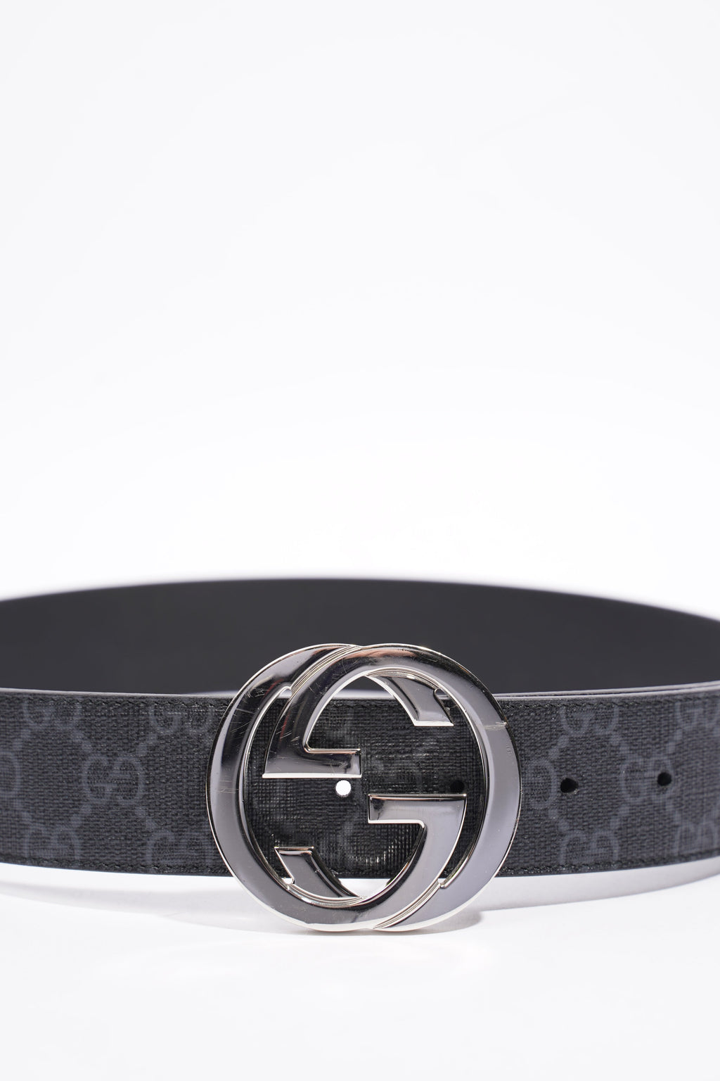 Gucci GG Supreme Belt Black Leather 80cm 32"