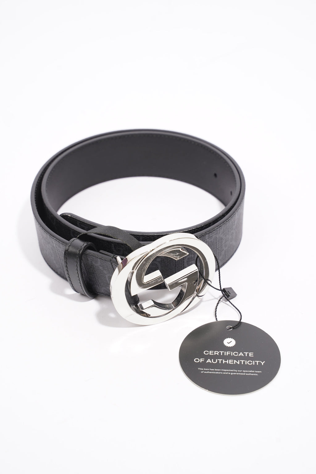 Gucci GG Supreme Belt Black Leather 80cm 32"