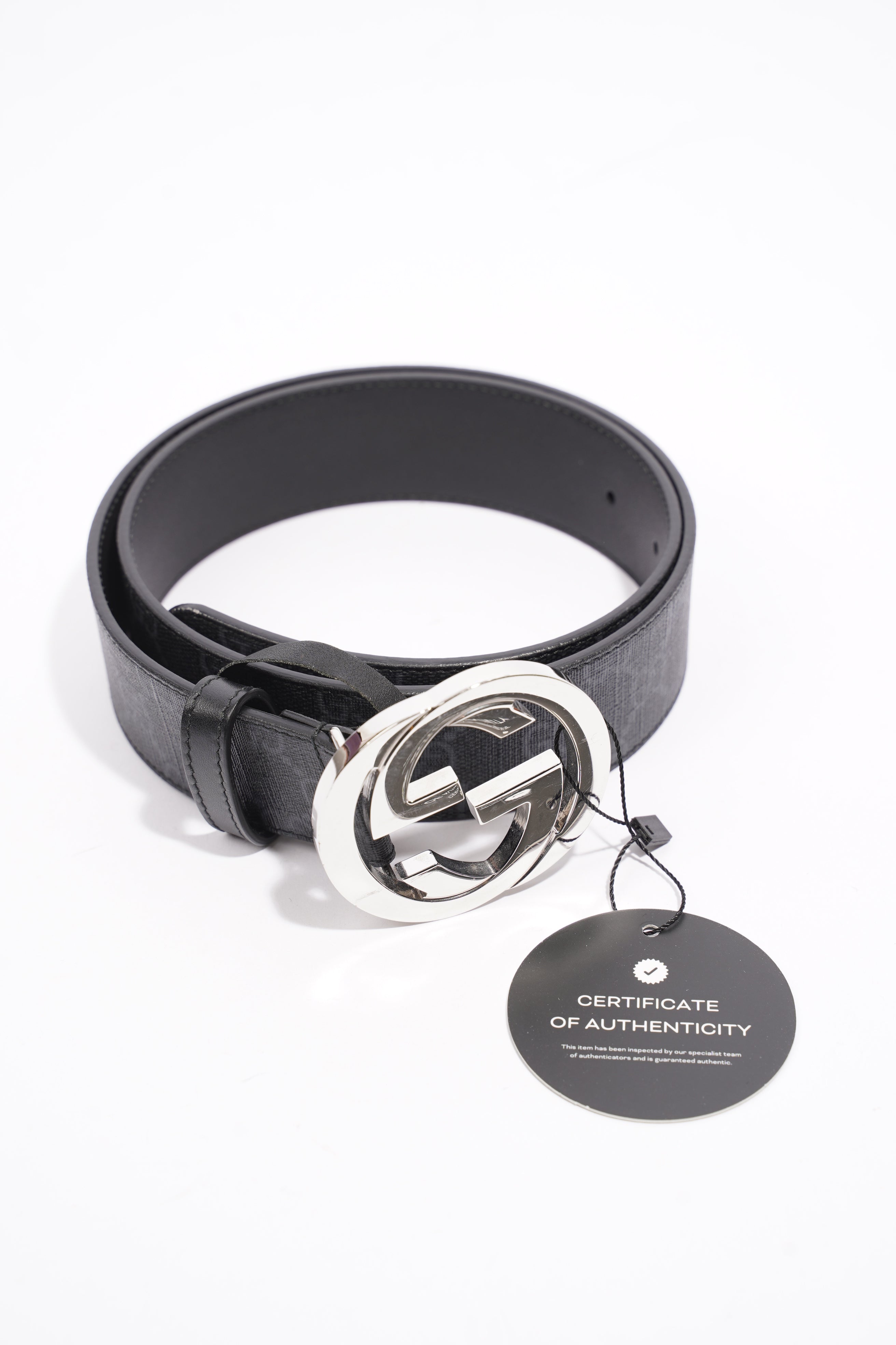 Gucci GG Supreme Belt Black Leather 80cm 32"