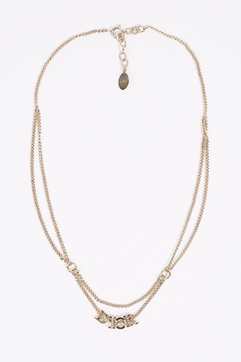 Christian Dior DIOR Diamond Logo Necklace Gold Base Metal