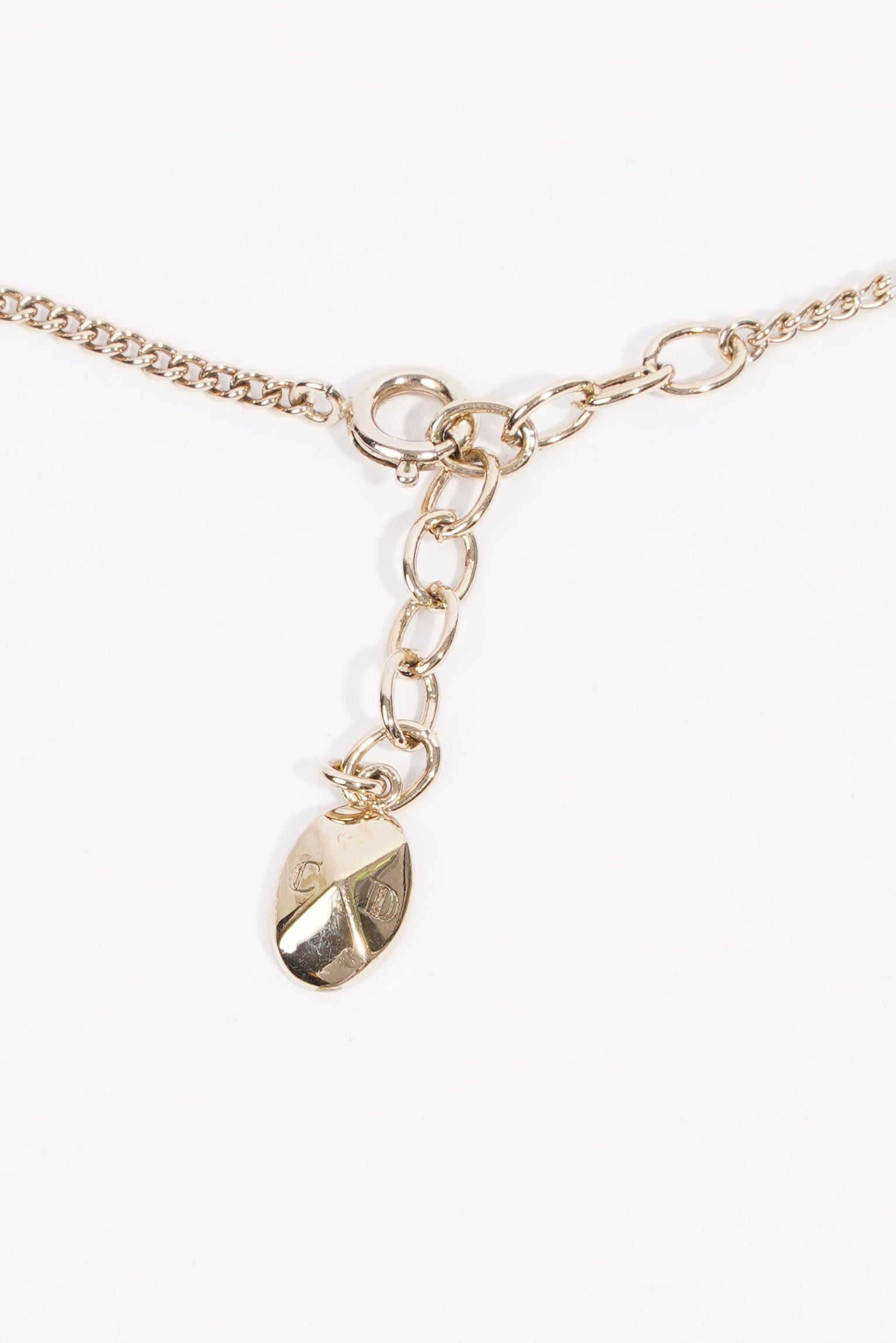 Christian Dior DIOR Diamond Logo Necklace Gold Base Metal