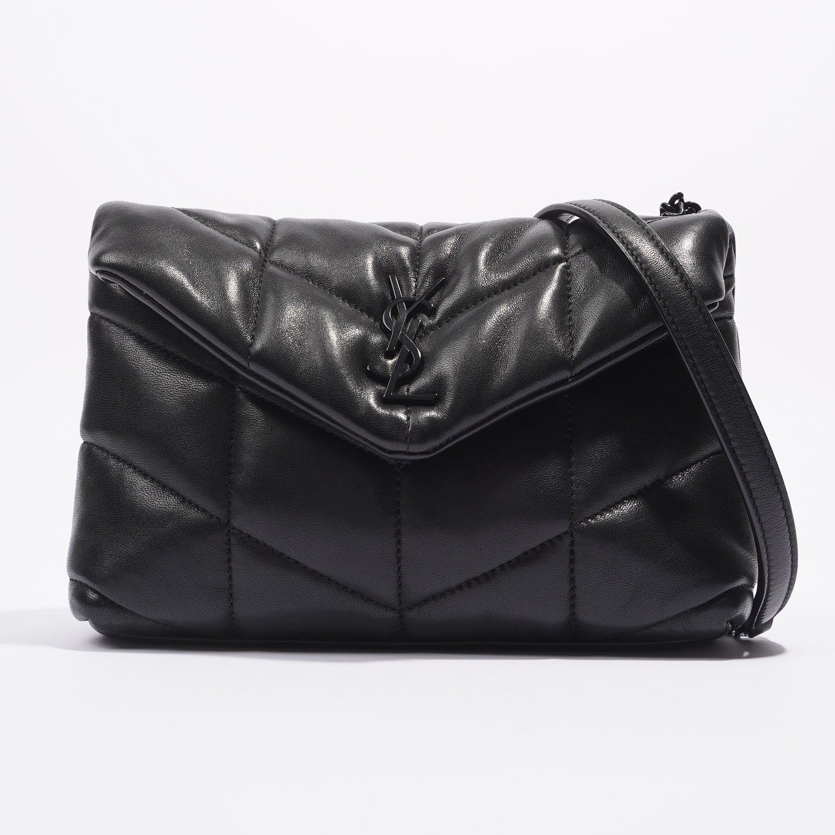 Saint Laurent Loulou Puffer Black Lambskin Leather Mini