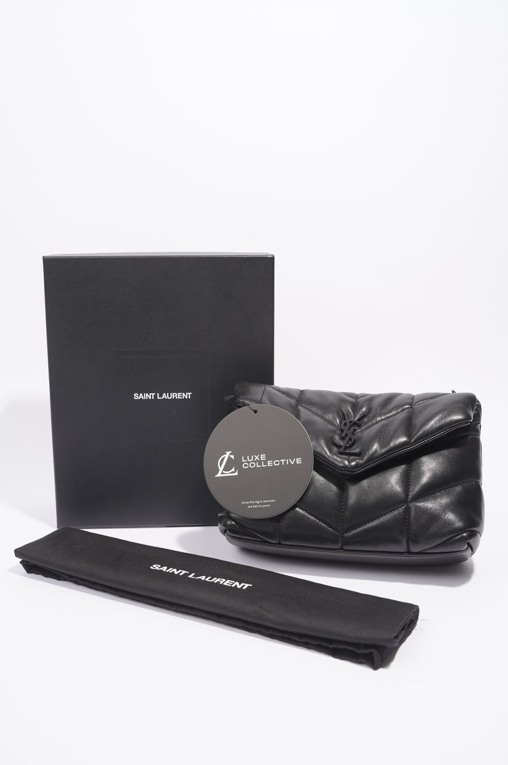 Saint Laurent Loulou Puffer Black Lambskin Leather Mini