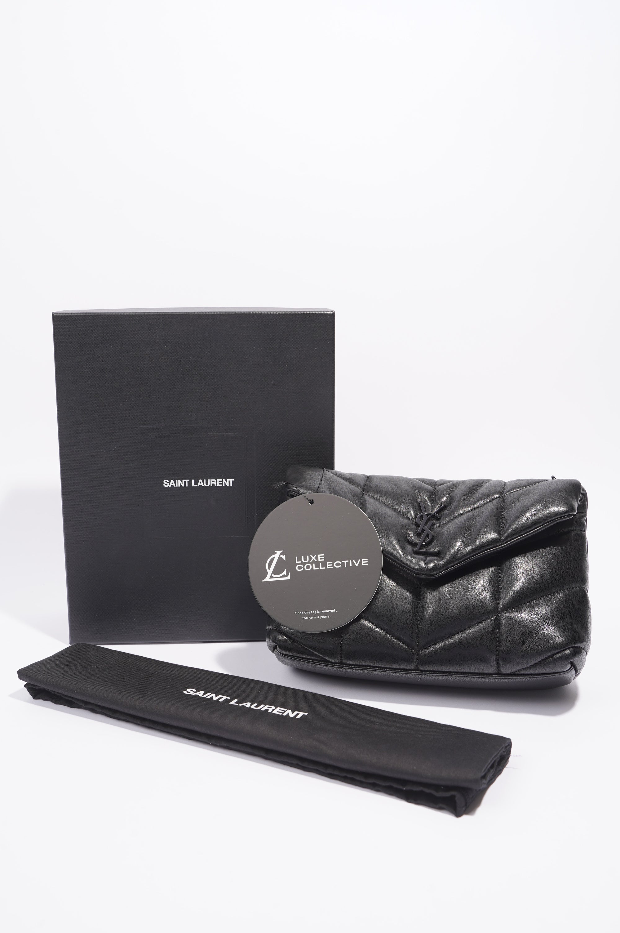 Saint Laurent Loulou Puffer Black Lambskin Leather Mini