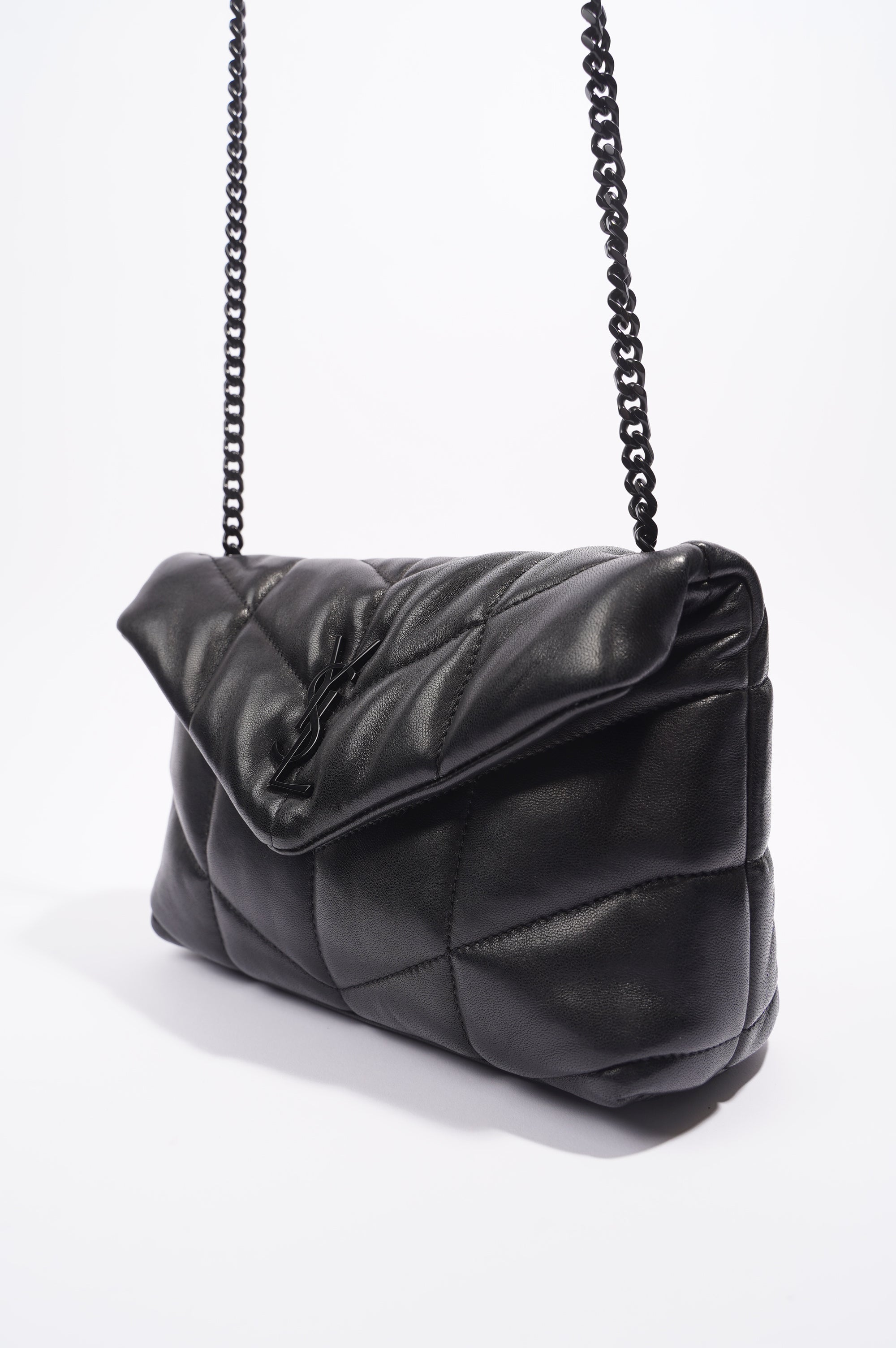 Saint Laurent Loulou Puffer Black Lambskin Leather Mini