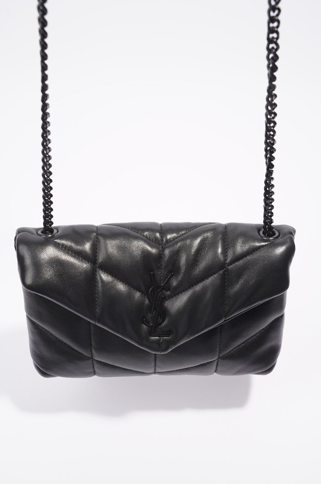 Saint Laurent Loulou Puffer Black Lambskin Leather Mini