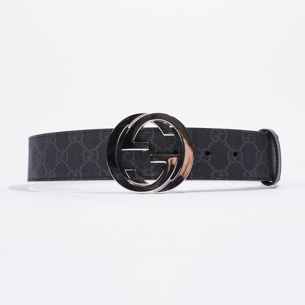 Gucci Supreme Belt With G Buckle Black Coated Canvas 75cm 30"