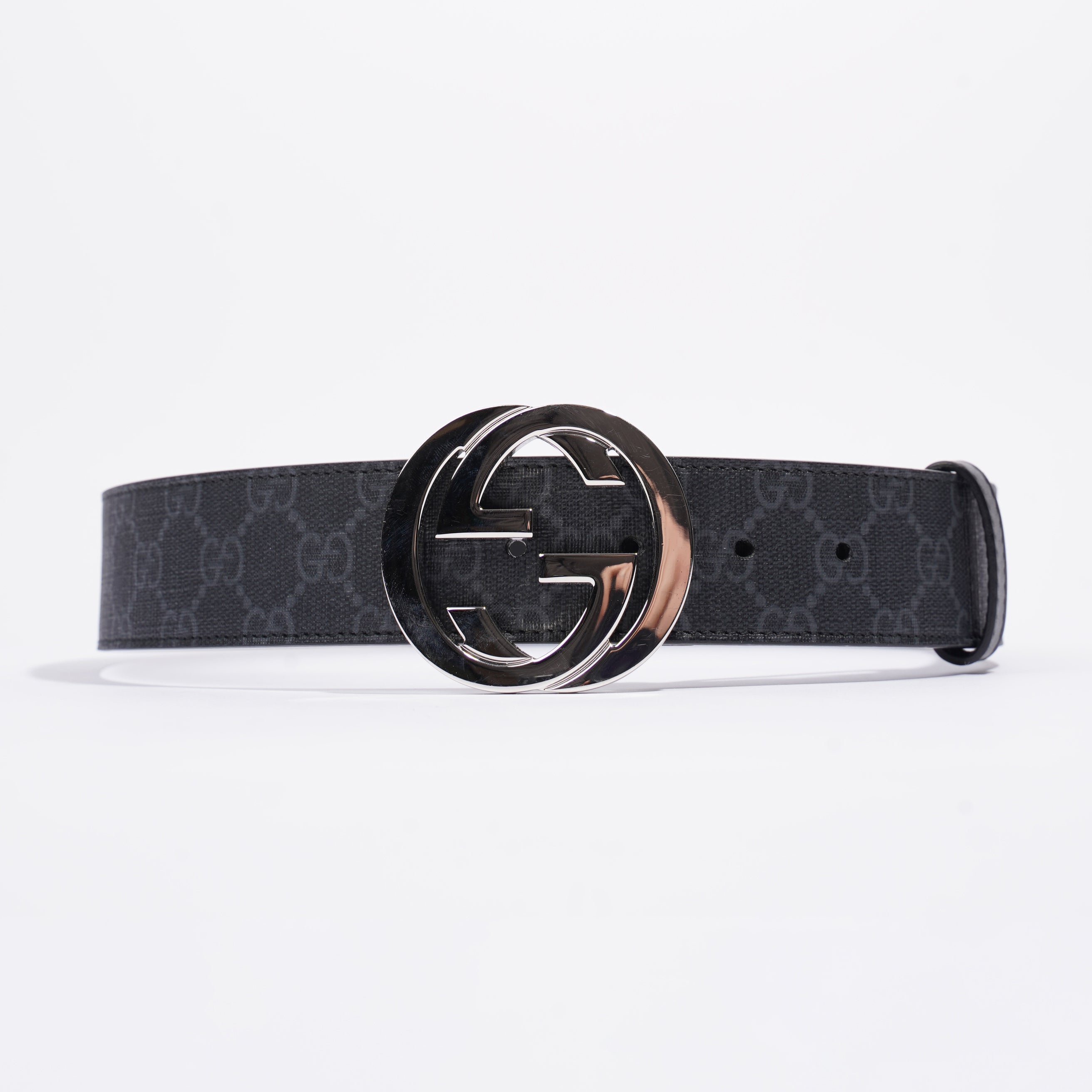 Gucci Supreme Belt With G Buckle Black Coated Canvas 75cm 30"