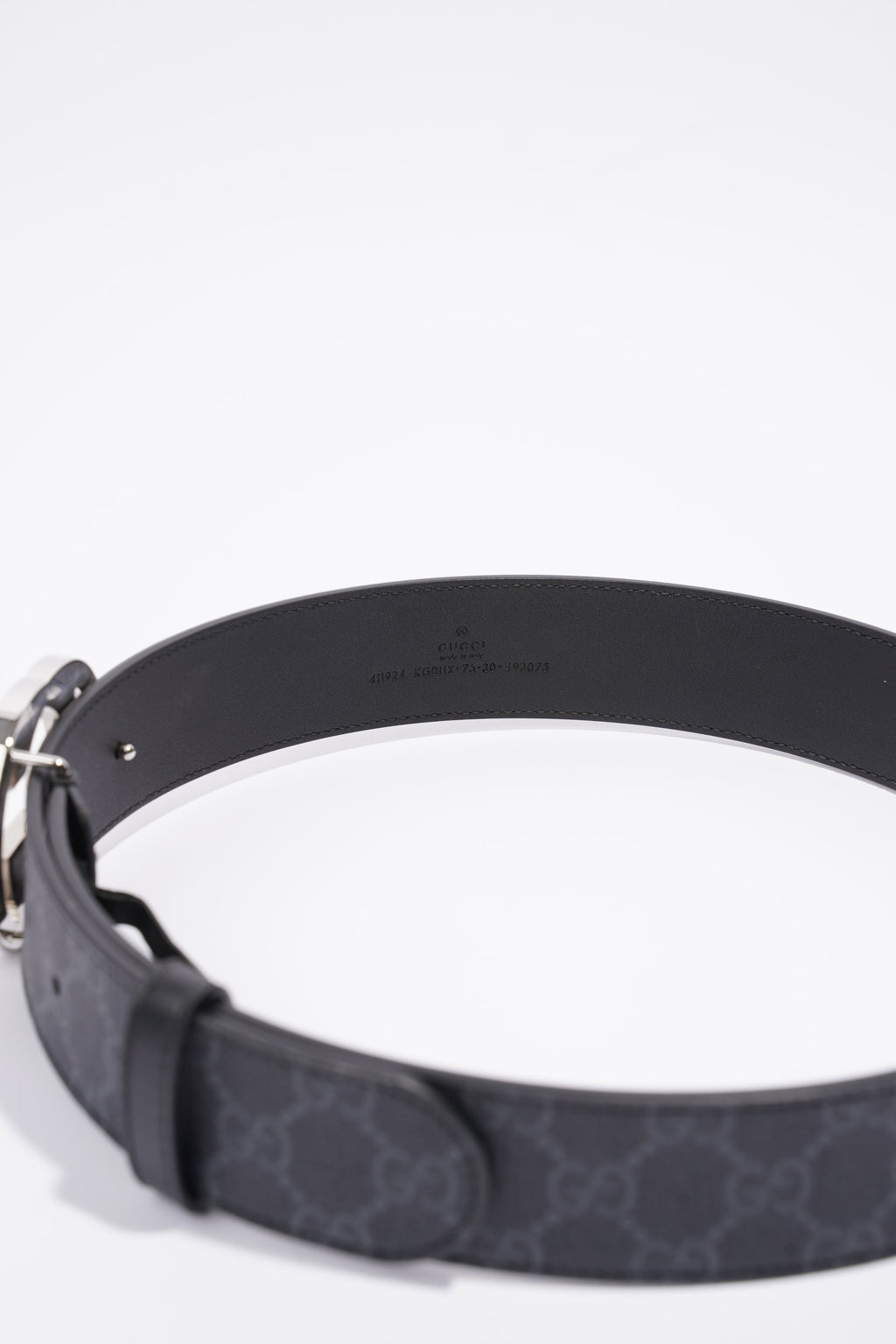Gucci Supreme Belt With G Buckle Black Coated Canvas 75cm 30"