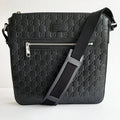 Gucci Guccissima Black Embossed GG Messenger Handbag
