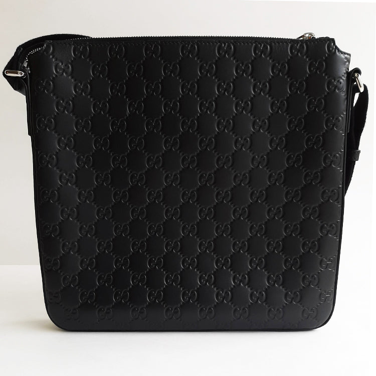 Gucci Guccissima Black Embossed GG Messenger Handbag