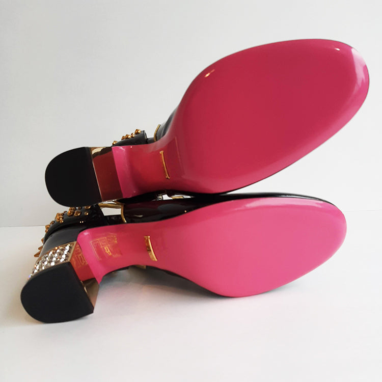 Gucci Casper Black Patened Leather Pumps Sz 37 (7)