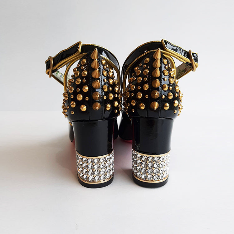 Gucci Casper Black Patened Leather Pumps Sz 37 (7)
