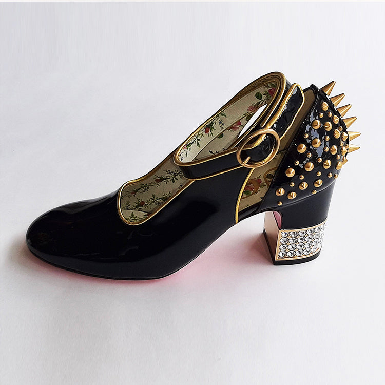 Gucci Casper Black Patened Leather Pumps Sz 37 (7)