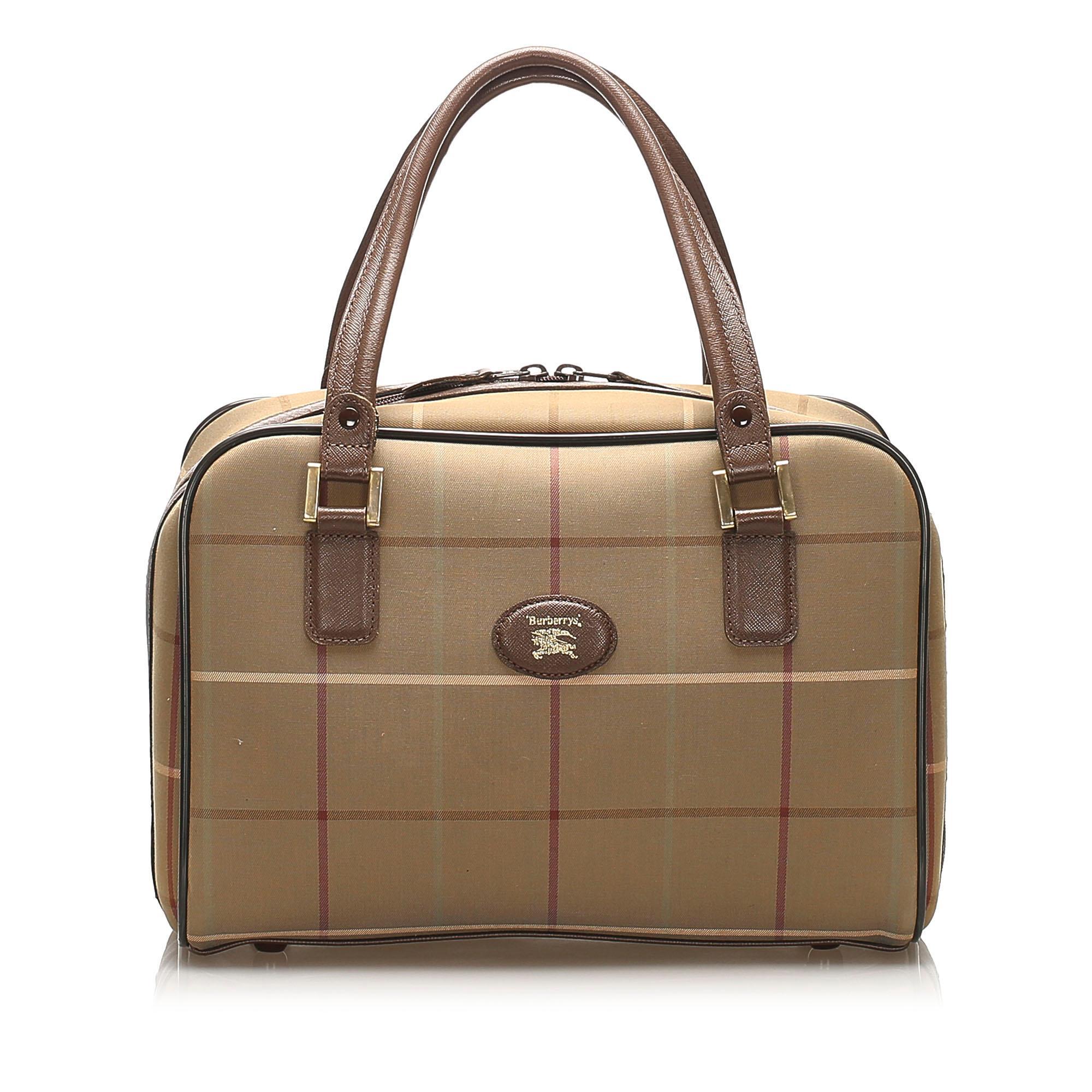 Burberry Plaid Canvas Boston Bag (SHG-13710)