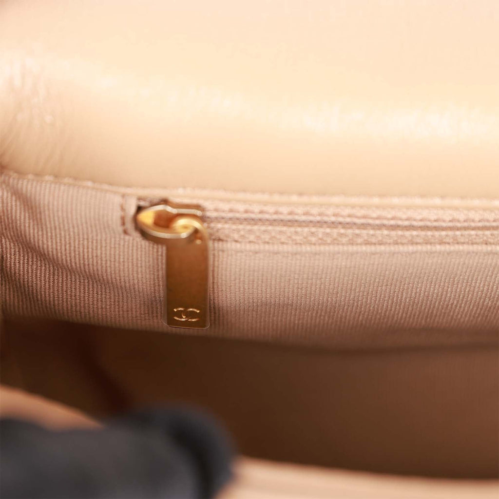Chanel Medium 19 Flap Bag Beige Calfskin Mixed Hardware
