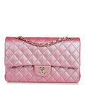Chanel Medium Classic Double Flap Bag Rose Iridescent Caviar Light Gold Hardware