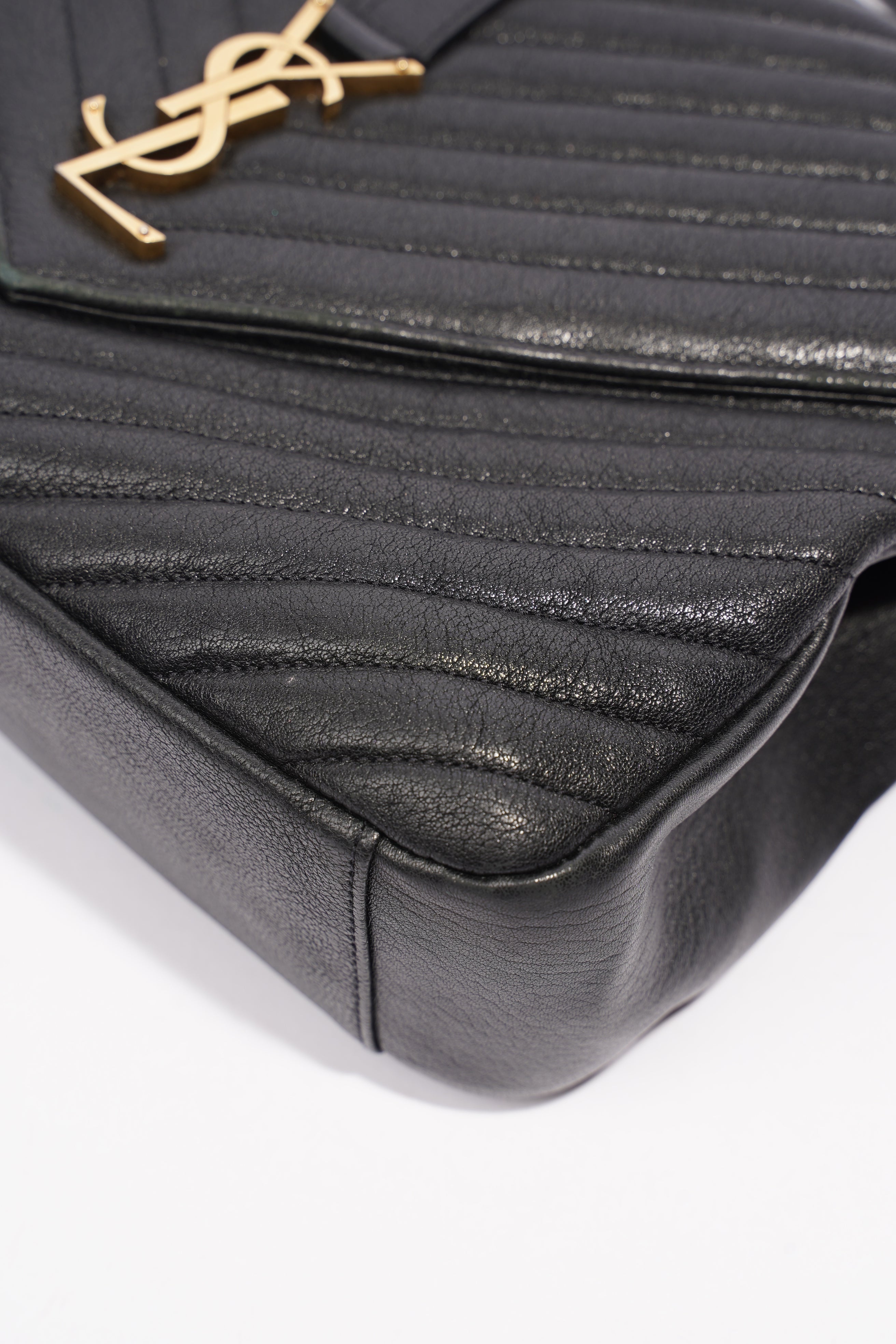 Saint Laurent College Quilted Bag Black Leather Large
