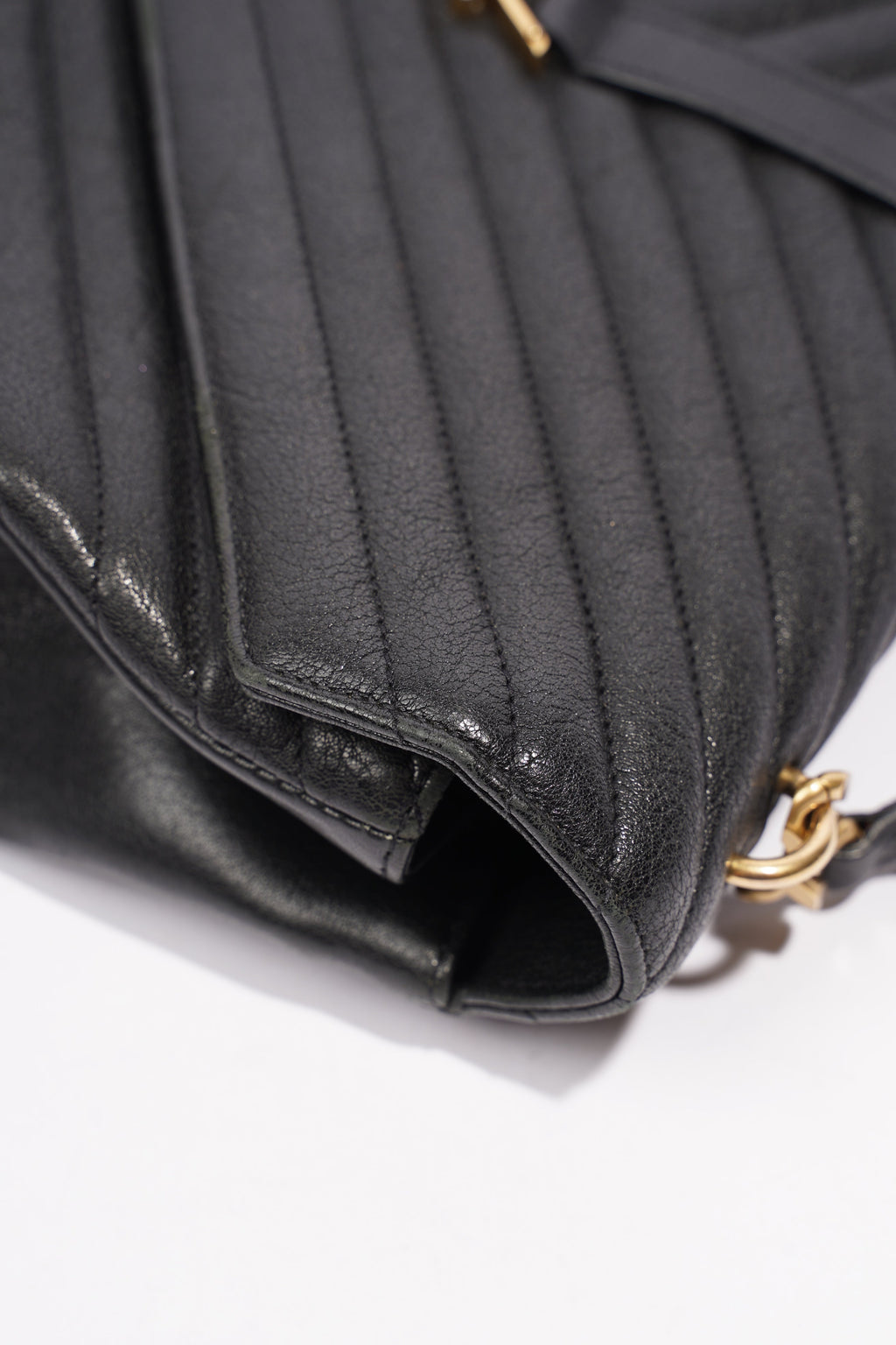 Saint Laurent College Quilted Bag Black Leather Large