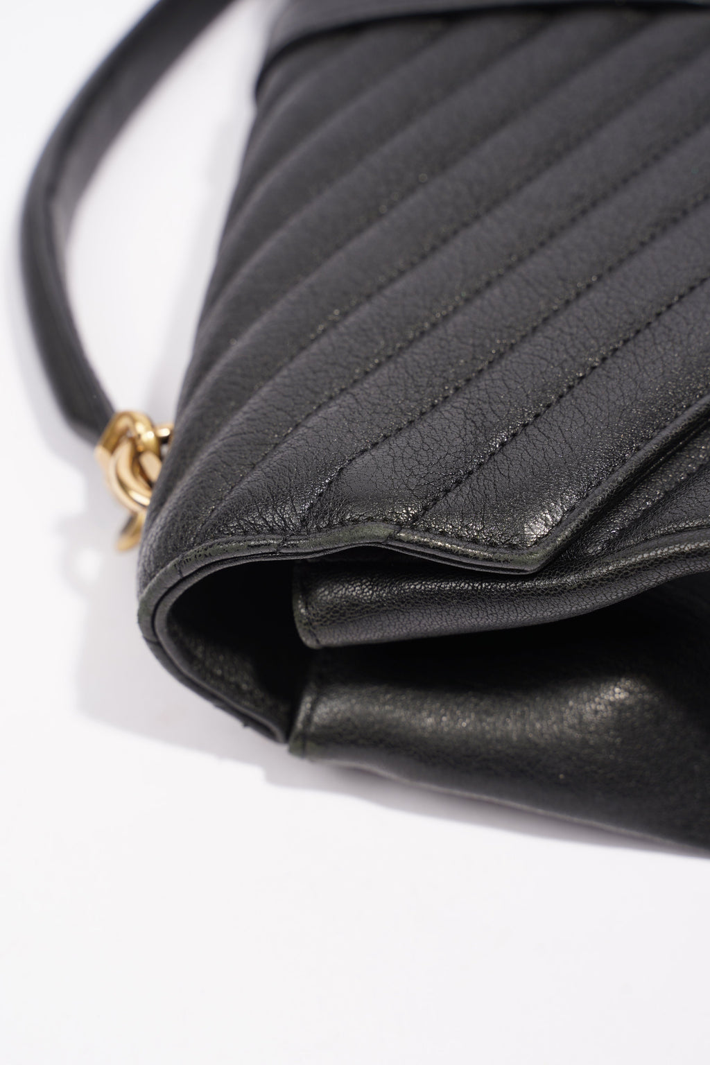 Saint Laurent College Quilted Bag Black Leather Large