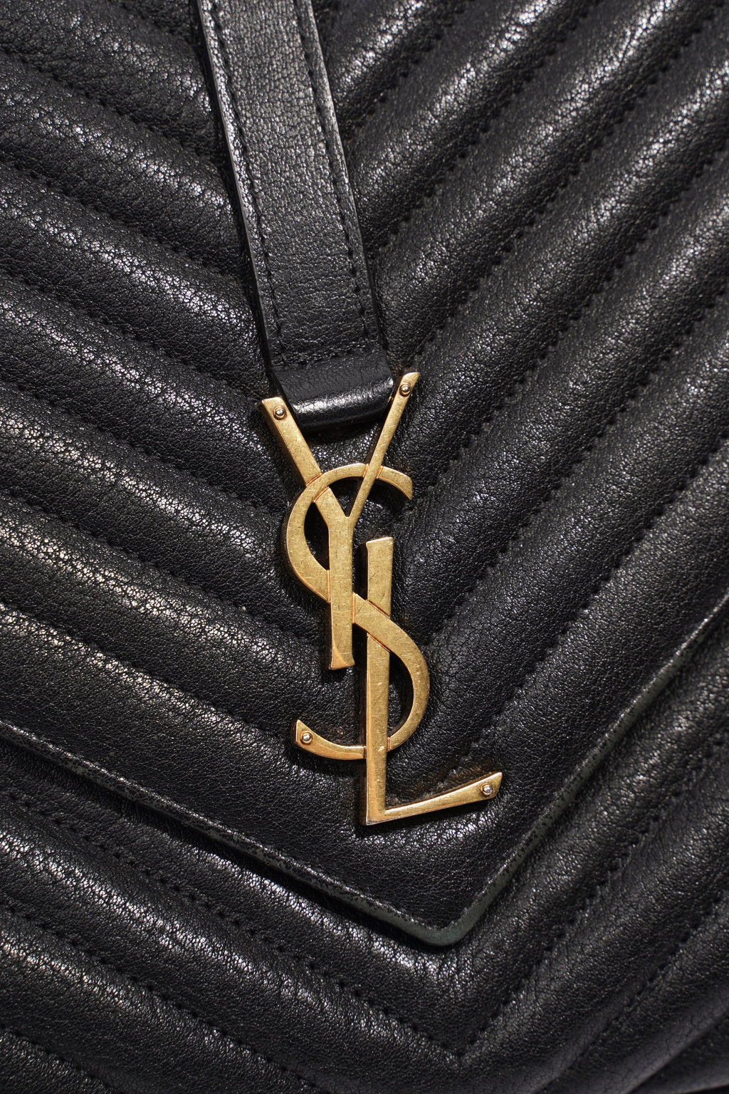 Saint Laurent College Quilted Bag Black Leather Large