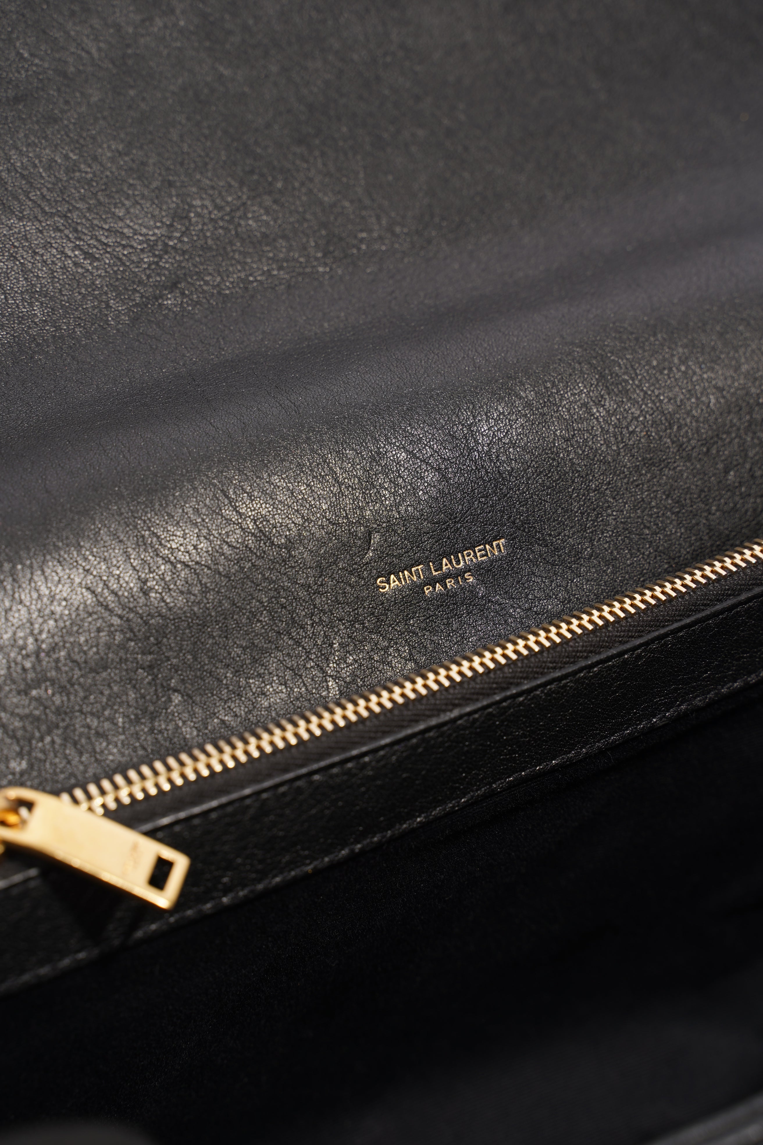 Saint Laurent College Quilted Bag Black Leather Large
