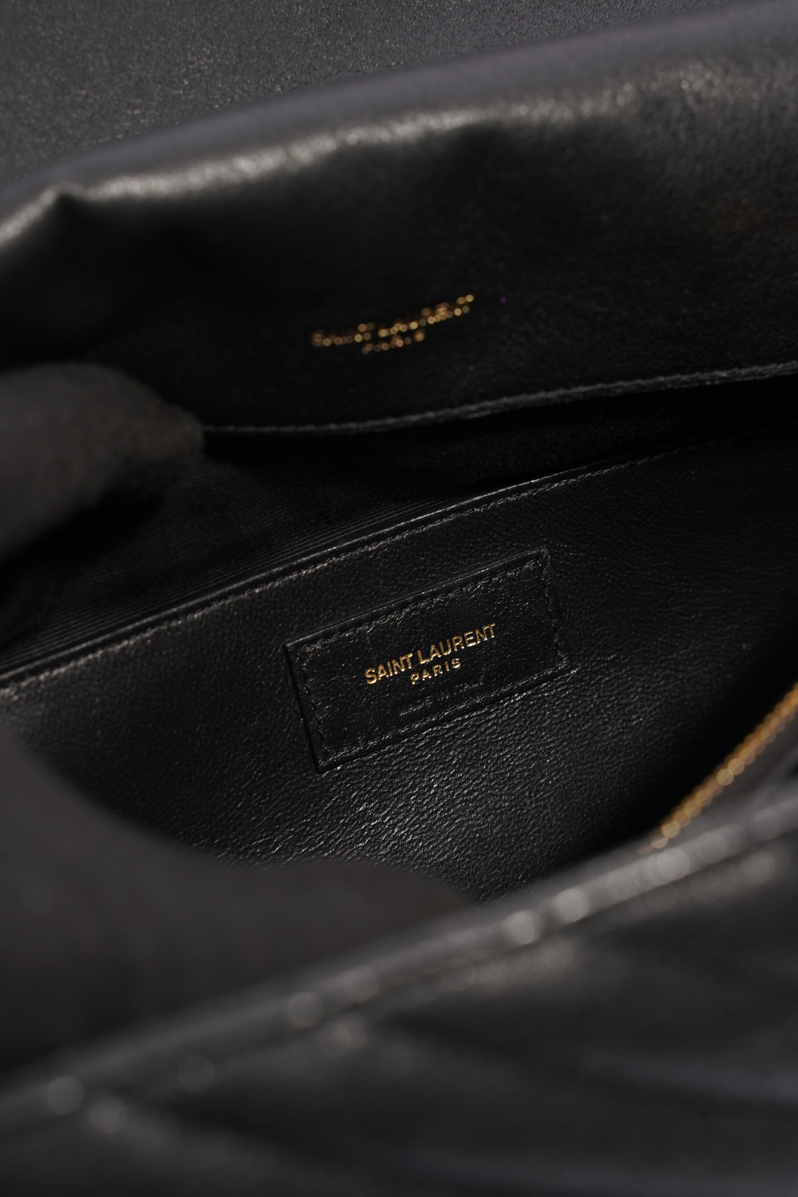 Saint Laurent College Quilted Bag Black Leather Large