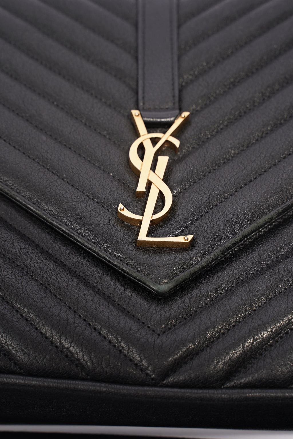 Saint Laurent College Quilted Bag Black Leather Large