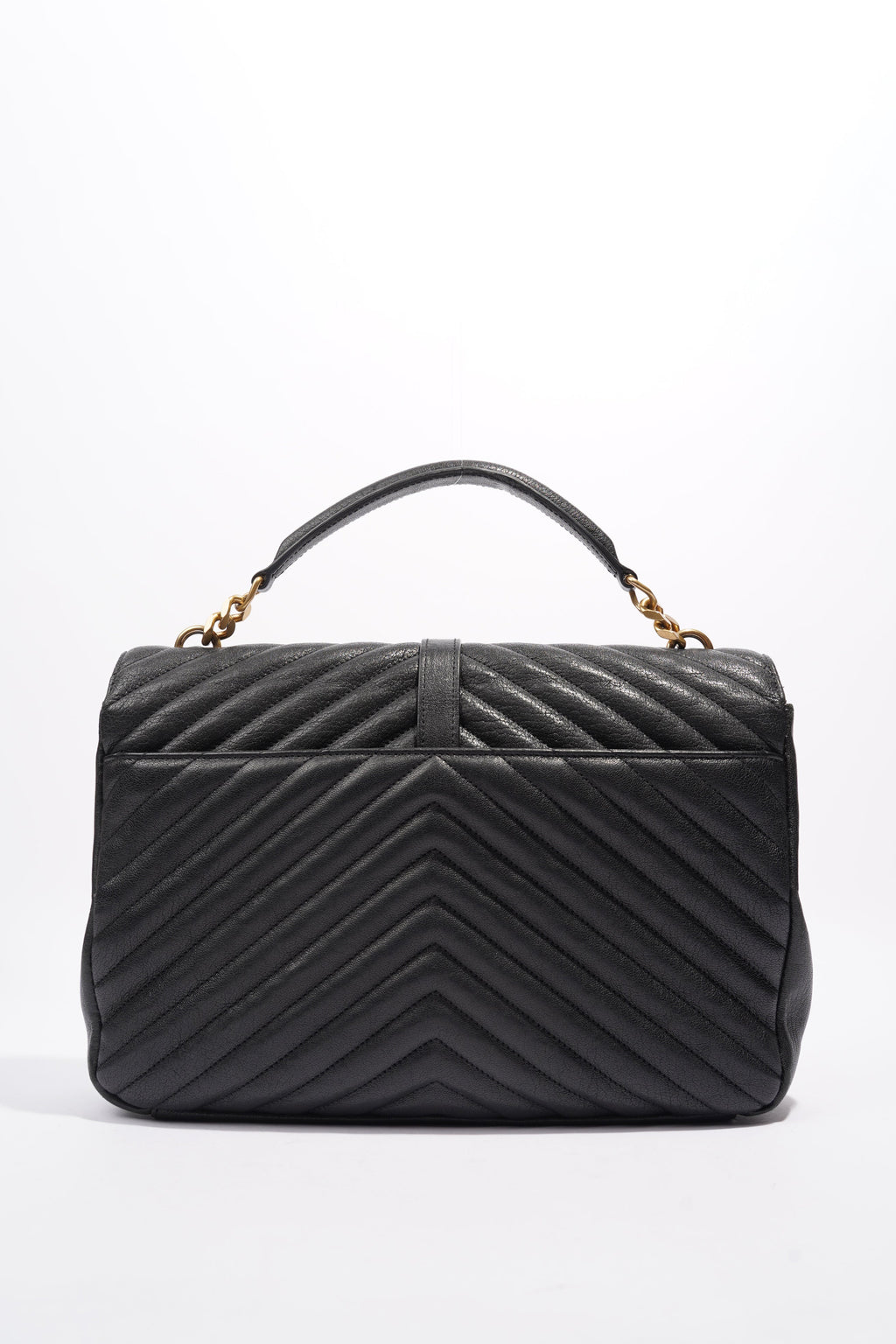 Saint Laurent College Quilted Bag Black Leather Large