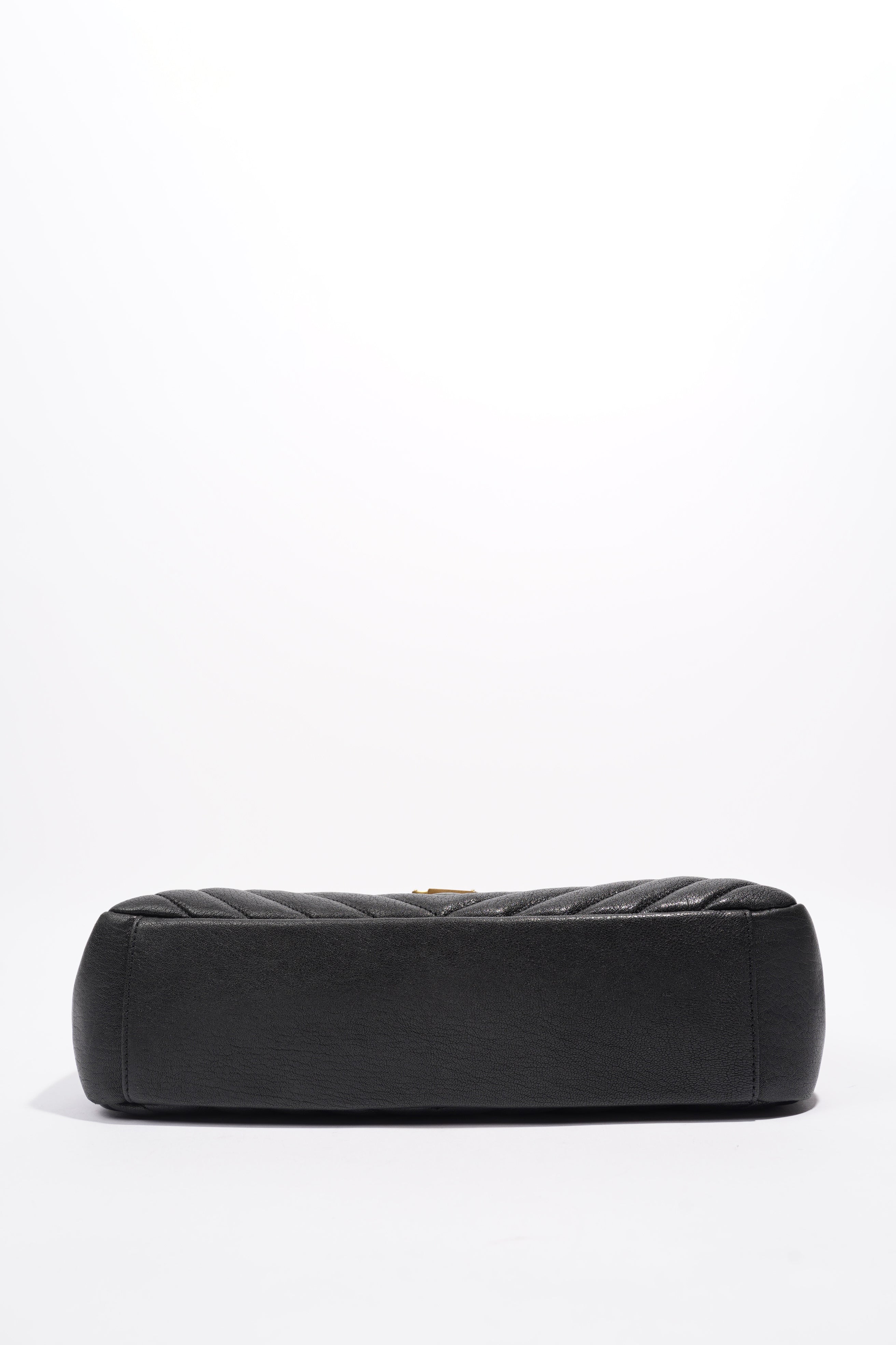Saint Laurent College Quilted Bag Black Leather Large