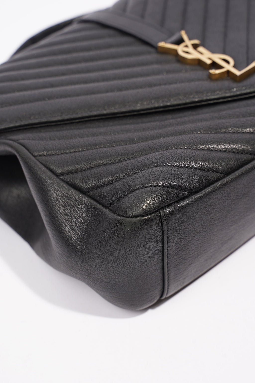 Saint Laurent College Quilted Bag Black Leather Large