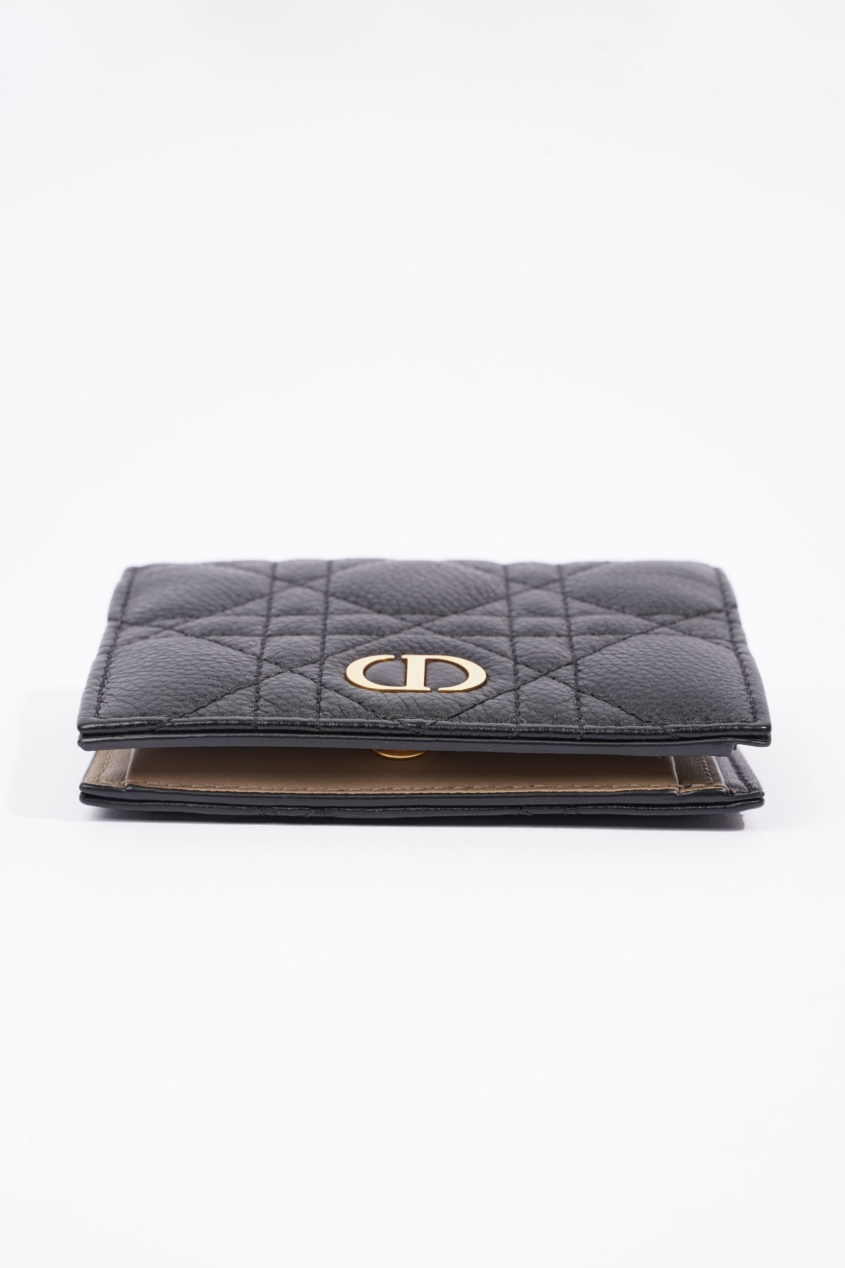 Christian Dior Caro Wallet Small Black / Taupe Leather Small