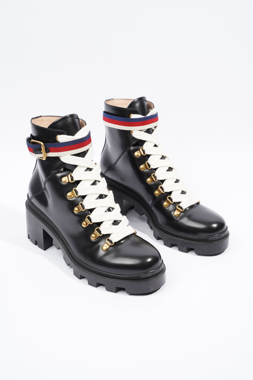 Gucci Sylvie Web Black / White Leather EU 39.5 UK 6.5